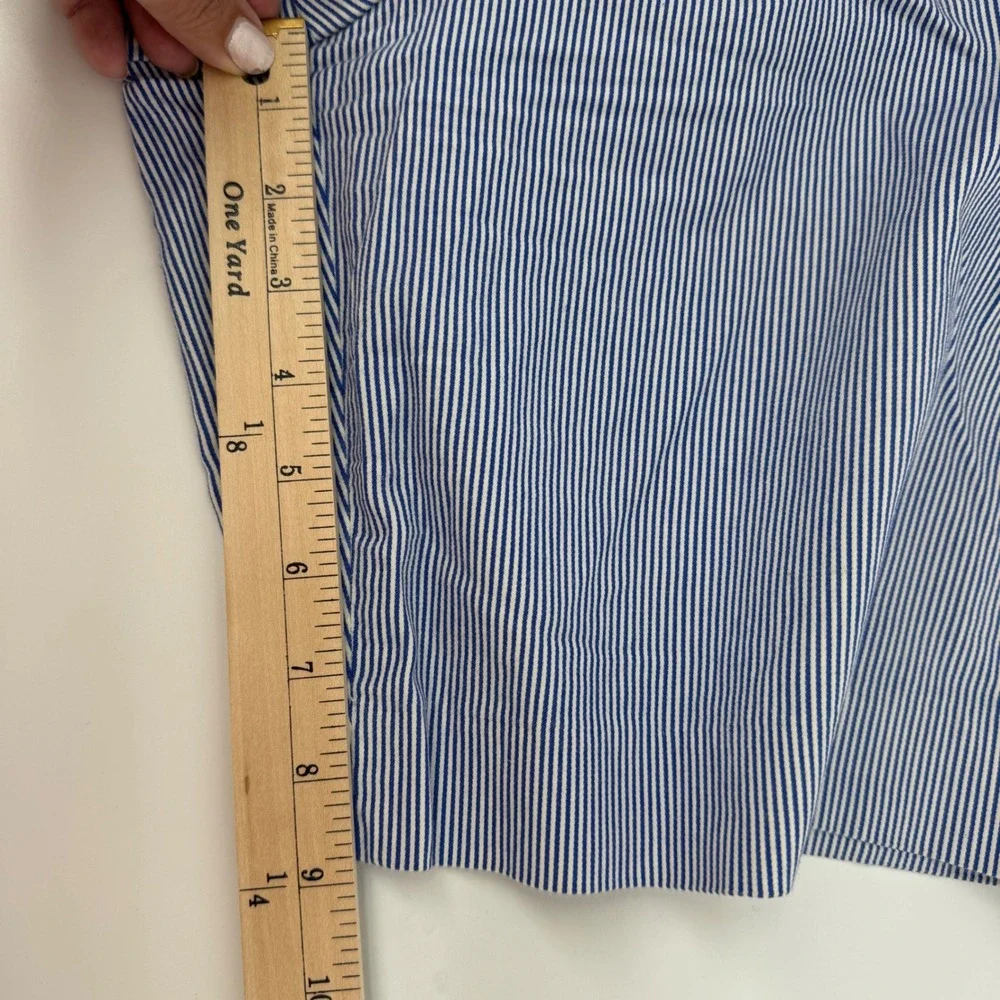 Talbots Perfect Short 14P Womens Blue‎ White Pinstripe Bermuda Cotton Stretch